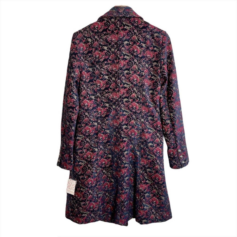 FREE PEOPLE NWT Retro Boho Long Floral Red & Purple Coat – RARE – Medium - Picture 11 of 16